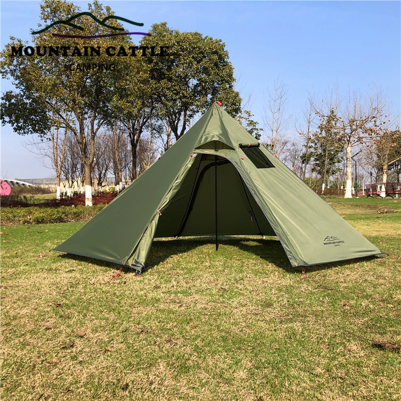 Cheap Goat Tents Ultralight Camping Pyramid Tent 3 4 Person 210T Large Rodless Teepee Tents for Family Team Outdoor Backpacking Camping Hiking Tents 